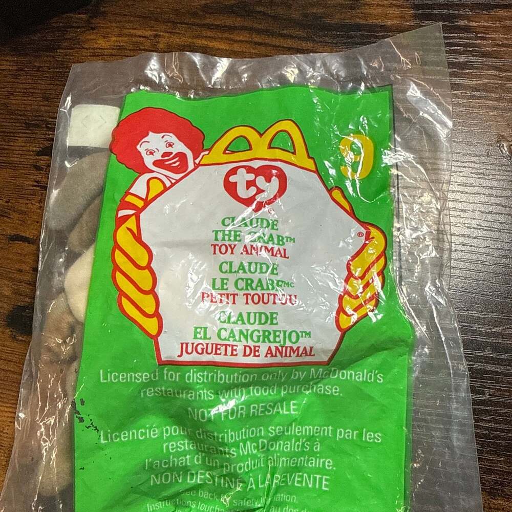 RARE Vintage McDonald's TY Beanie Babies #9 - Claude the Crab w/ Multiple Errors